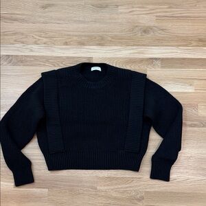 Babaton Black Ribbed Crewneck Sweater
